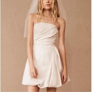 ML Monique Lhuillier x BHLDN Women’s Mallory Jaquard White Strapless Mini Dress